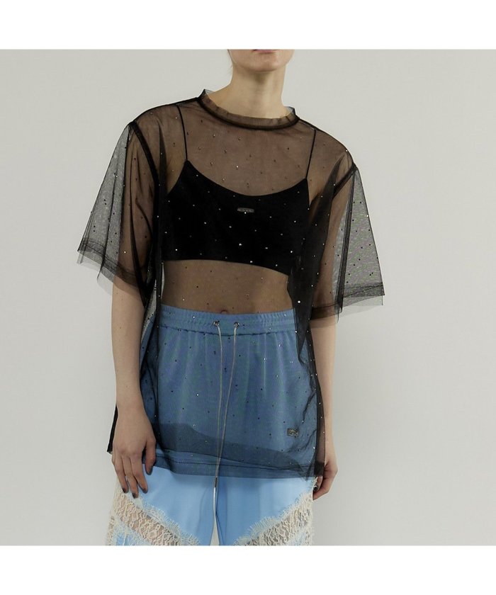【メゾンスペシャル/MAISON SPECIAL】のGlitter Tulle Oversized T-shirt インテリア・キッズ・メンズ・レディースファッション・服の通販 founy(ファニー) https://founy.com/ ファッション Fashion レディースファッション WOMEN トップス・カットソー Tops/Tshirt シャツ/ブラウス Shirts/Blouses ロング / Tシャツ T-Shirts キャミソール Camisole スクエア Square ストーン Stone タンク Tank チュール Tulle |ID: prp329100004566619 ipo3291000000032295854