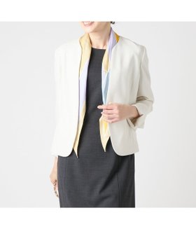 【ニューヨーカー/NEWYORKER】のポリエステルブッチャー ノーカラー1釦ジャケット 人気、トレンドファッション・服の通販 founy(ファニー) ファッション Fashion レディースファッション WOMEN アウター Coat Outerwear ジャケット Jackets 春 Spring コンパクト Compact シェイプ Shape シンプル Simple ジャケット Jacket ストレッチ Stretch ポケット Pocket ミックス Mix S/S・春夏 Ss・Spring/Summer 夏 Summer セレモニー Ceremony ビジネス 仕事 通勤 Business |ID:prp329100004566620