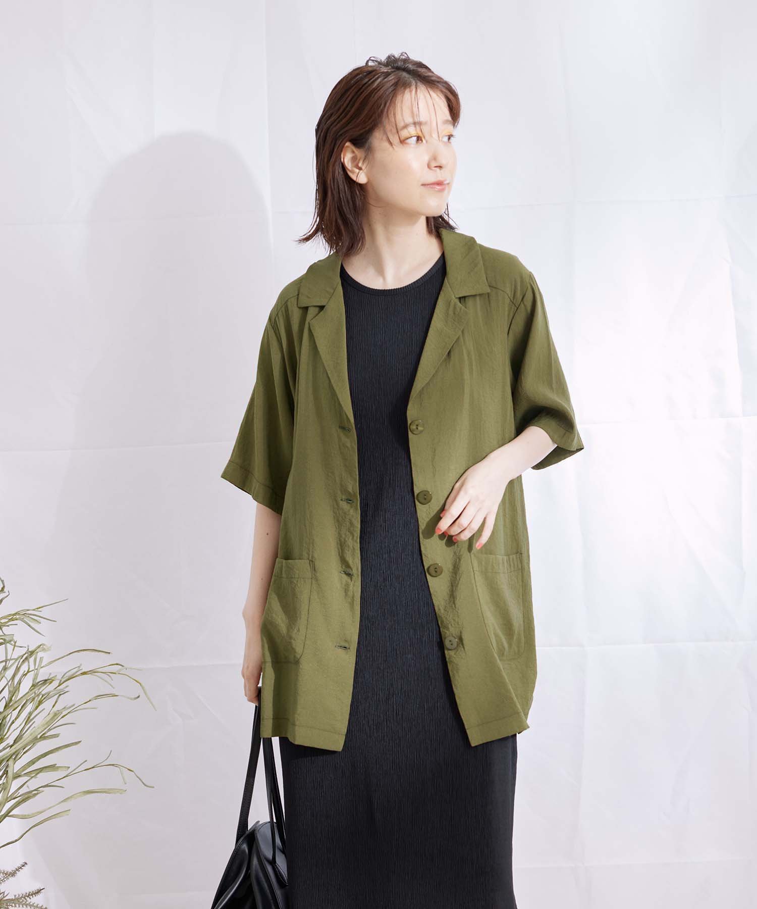 【ジャイロ/JAYRO】の変わり織半袖テーラードジャケット インテリア・キッズ・メンズ・レディースファッション・服の通販 founy(ファニー) 　ファッション　Fashion　レディースファッション　WOMEN　アウター　Coat Outerwear　ジャケット　Jackets　テーラードジャケット　Tailored Jackets　半袖　Short Sleeve　ダークグリーン(31)|ID: prp329100004566624 ipo3291000000032295876