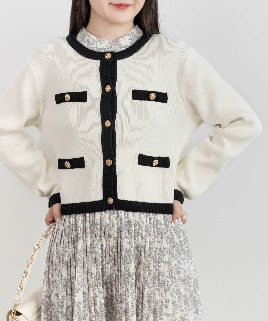 【ランダ/RANDA】のジャケットライクカーディガン インテリア・キッズ・メンズ・レディースファッション・服の通販 founy(ファニー) 　ファッション　Fashion　レディースファッション　WOMEN　クラシカル　Classical　シンプル　Simple　ジャケット　Jacket　ダウン　Down　メタル　Metal　BLACK|ID: prp329100004566630 ipo3291000000032295913