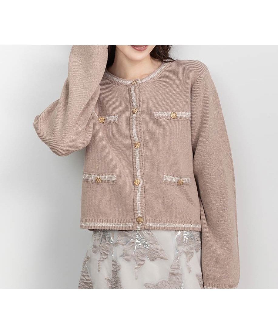 【ランダ/RANDA】のジャケットライクカーディガン インテリア・キッズ・メンズ・レディースファッション・服の通販 founy(ファニー) 　ファッション　Fashion　レディースファッション　WOMEN　クラシカル　Classical　シンプル　Simple　ジャケット　Jacket　ダウン　Down　メタル　Metal　PINK|ID: prp329100004566630 ipo3291000000032295915