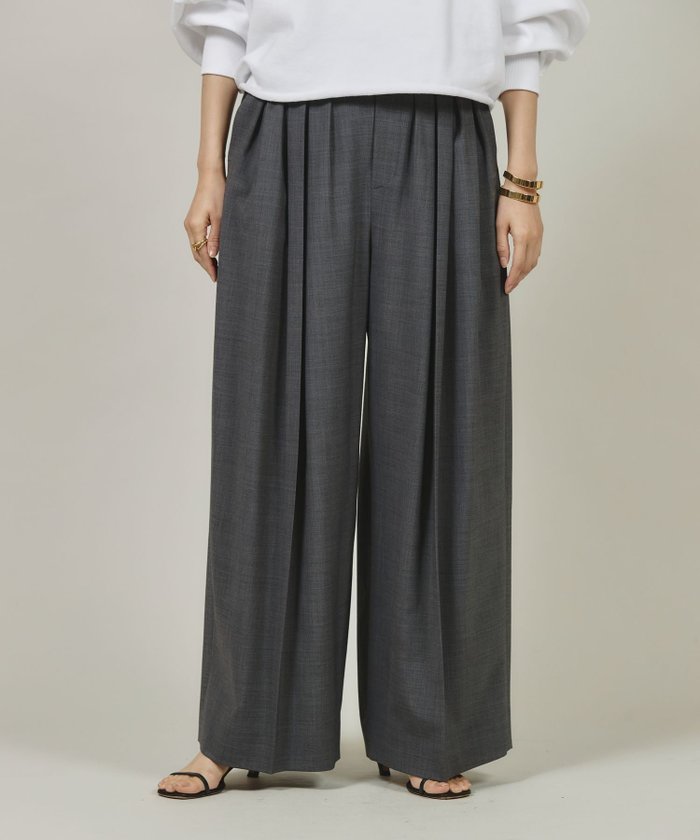 【カレンソロジー/Curensology】のウールブレンドタックパンツ インテリア・キッズ・メンズ・レディースファッション・服の通販 founy(ファニー) https://founy.com/ ファッション Fashion レディースファッション Fashion for Women パンツ Pants & Trousers エレガント 上品 Elegant スタイリッシュ Stylish, Fashionable センター Center, Center Line ボックス Boxy, Box Shape ポケット Pocket, Pocket Detail ロング Long, Long-Length ワイド Wide, Wide Fit |ID: prp329100004566634 ipo3291000000032610545