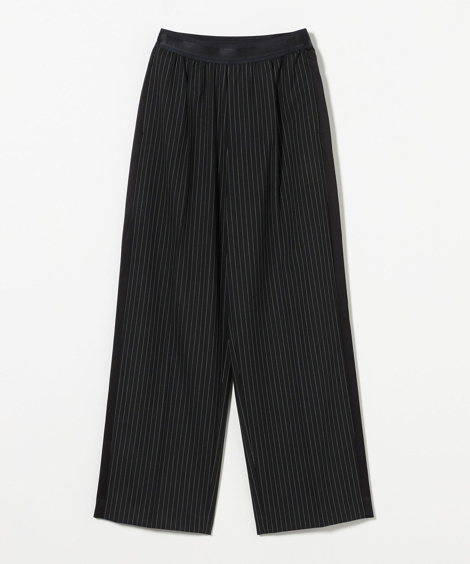 【ユナイテッドアローズ/UNITED ARROWS】のASTRAET ストライプ ソクショウ イージーワイドパンツ2 インテリア・キッズ・メンズ・レディースファッション・服の通販 founy(ファニー) 　ファッション　Fashion　レディースファッション　WOMEN　パンツ　Pants　カットソー　Cut And Sew　コンパクト　Compact　サテン　Satin　シアー　Sheer　スタイリッシュ　Stylish　ストライプ　Stripe　センター　Center　マニッシュ　Mannish　リラックス　Relax　ワイド　Wide　定番　Standard　BLACK|ID: prp329100004566684 ipo3291000000032296263
