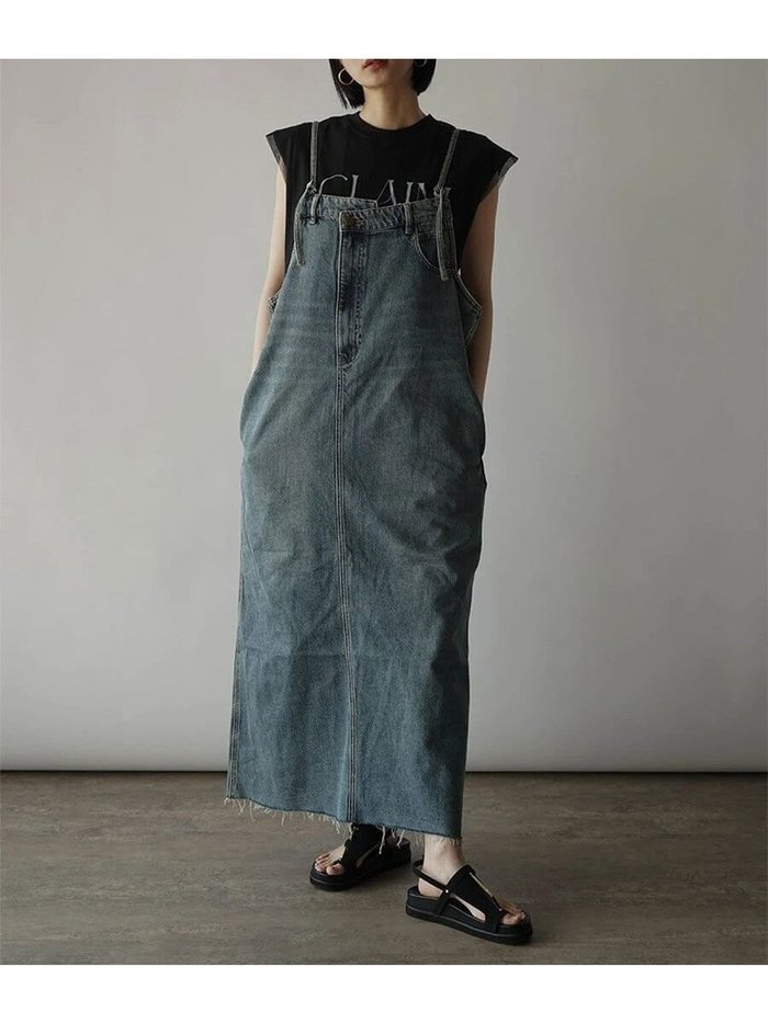 【ラシュッド/LASUD】のアシメフロントデニムジャンパースカート(blue) インテリア・キッズ・メンズ・レディースファッション・服の通販 founy(ファニー) https://founy.com/ ファッション Fashion レディースファッション Fashion for Women スカート Skirts おすすめ Recommended / Our Picks アシンメトリー Asymmetrical Style スリット Slit, Slit Detail デニム Denim, Jeans Material |ID: prp329100004566818 ipo3291000000032709144