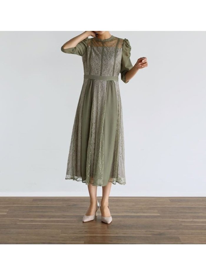 【ラシュッド/LASUD】のボリュームショルダーバイカラードレス インテリア・キッズ・メンズ・レディースファッション・服の通販 founy(ファニー) https://founy.com/ ファッション Fashion レディースファッション Fashion for Women ワンピース Dresses フォーマル・パーティードレス・結婚式用ドレス Elegant & Casual Dresses おすすめ Recommended / Our Picks ギャザー Gathered, Ruffled フレア Flare, Flared ラッセル Raschel, Raschel Lace レース Lace, Lace Fabric ロマンティック Romantic, Feminine Style 切替 Switching, Contrast Panel |ID: prp329100004566819 ipo3291000000032709151