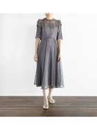 【ラシュッド/LASUD】のボリュームショルダーバイカラードレス ライトグレー|ID: prp329100004566819 ipo3291000000032709154