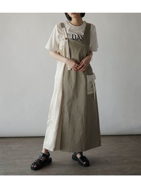 【ラシュッド/LASUD】の配色ドッキングアシメジャンパースカート 人気、トレンドファッション・服の通販 founy(ファニー) ファッション Fashion レディースファッション Ladies' Fashion Online スカート Skirt インナー Inner サテン Satin シンプル Simple スリット Slit ドッキング Docking フロント Front ポケット Pocket |ID:prp329100004566850