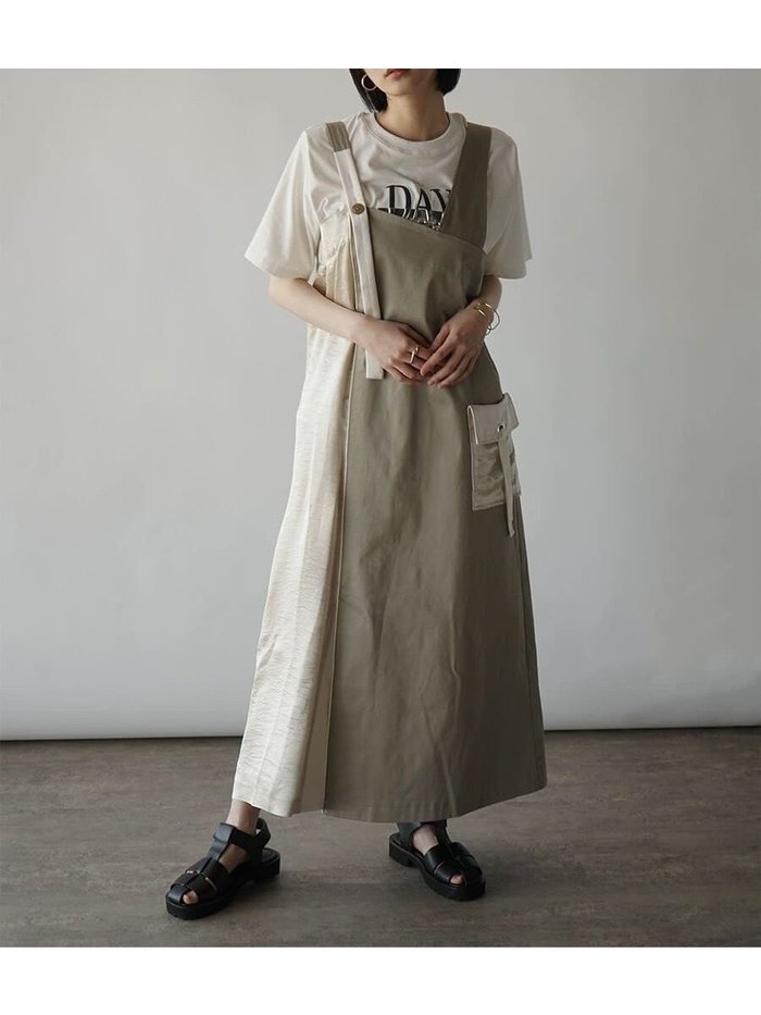 【ラシュッド/LASUD】の配色ドッキングアシメジャンパースカート インテリア・キッズ・メンズ・レディースファッション・服の通販 founy(ファニー) https://founy.com/ ファッション Fashion レディースファッション Fashion for Women スカート Skirts インナー Innerwear サテン Satin, Glossy Fabric シンプル Simple, Minimal スリット Slit, Slit Detail ドッキング Docking, Mixed Material フロント Front, Front Design ポケット Pocket, Pocket Detail |ID: prp329100004566850 ipo3291000000032721990