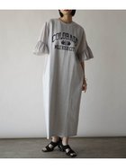 【ラシュッド/LASUD】のフレアスリーブスウェットロゴワンピース ライトグレー|ID: prp329100004566852 ipo3291000000032722032