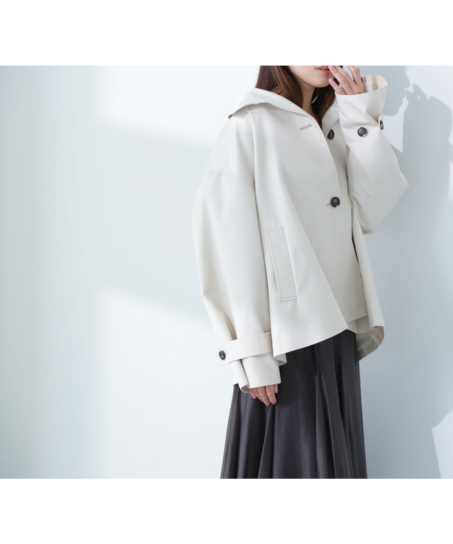 【ナチュラル ビューティー ベーシック/NATURAL BEAUTY BASIC】のスタンドネックハーフコート インテリア・キッズ・メンズ・レディースファッション・服の通販 founy(ファニー) 　雑誌掲載アイテム　Magazine Items　ファッション雑誌　Fashion Magazines　オッジ　Oggi　ファッション　Fashion　レディースファッション　WOMEN　アウター　Coat Outerwear　コート　Coats　スタンド　Stand　ツイル　Twill　ハーフ　Half　雑誌　Magazine　オフベージュ|ID: prp329100004566862 ipo3291000000032298857