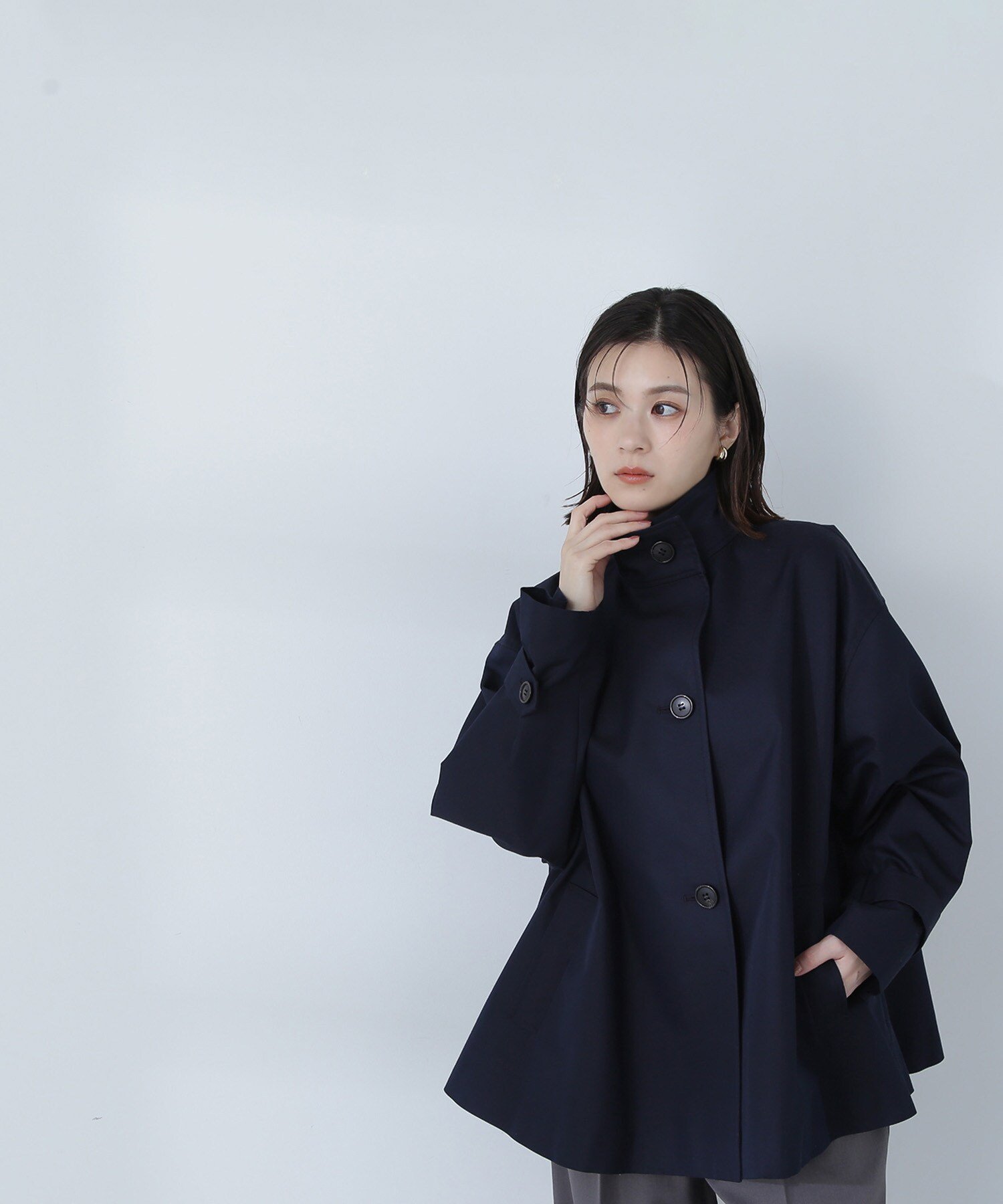 【ナチュラル ビューティー ベーシック/NATURAL BEAUTY BASIC】のスタンドネックハーフコート インテリア・キッズ・メンズ・レディースファッション・服の通販 founy(ファニー) 　雑誌掲載アイテム　Magazine Items　ファッション雑誌　Fashion Magazines　オッジ　Oggi　ファッション　Fashion　レディースファッション　WOMEN　アウター　Coat Outerwear　コート　Coats　スタンド　Stand　ツイル　Twill　ハーフ　Half　雑誌　Magazine　ネイビー|ID: prp329100004566862 ipo3291000000032298858