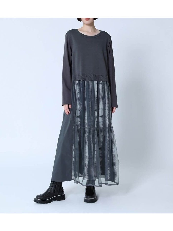 【ラシュッド/LASUD】の柄レイヤードシアーワンピース インテリア・キッズ・メンズ・レディースファッション・服の通販 founy(ファニー) https://founy.com/ ファッション Fashion レディースファッション Fashion for Women ワンピース Dresses シアー Sheer, See-Through ドッキング Docking, Mixed Material 今季 This Season, Current Season 長袖 Long Sleeve, Full Sleeve |ID: prp329100004566878 ipo3291000000032723174