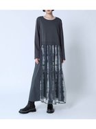 【ラシュッド/LASUD】の柄レイヤードシアーワンピース チャコールグレー|ID: prp329100004566878 ipo3291000000032723176