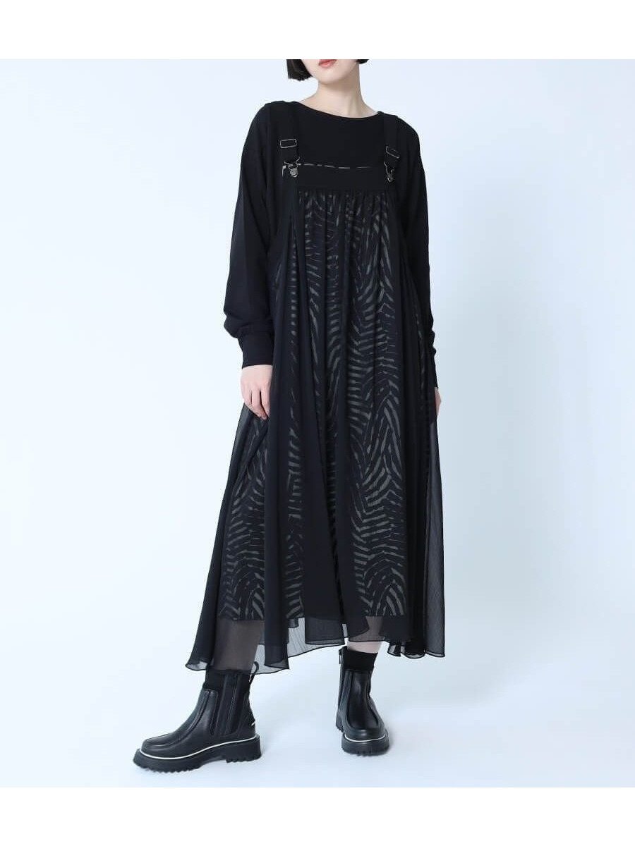 【ラシュッド/LASUD】のシアーレイヤードゼブラ柄ジャンパースカート インテリア・キッズ・メンズ・レディースファッション・服の通販 founy(ファニー) 　ファッション　Fashion　レディースファッション　Fashion for Women　スカート　Skirts　シアー　Sheer, See-Through　チュール　Tulip, Tulip Motif　エレガント 上品　Elegant　今季　This Season, Current Season　ブラック|ID: prp329100004566881 ipo3291000000032723187