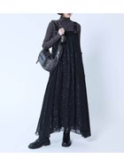 【ラシュッド/LASUD】のシアーレイヤードアートプリント柄ジャンパースカート ブラック|ID: prp329100004566882 ipo3291000000032723197