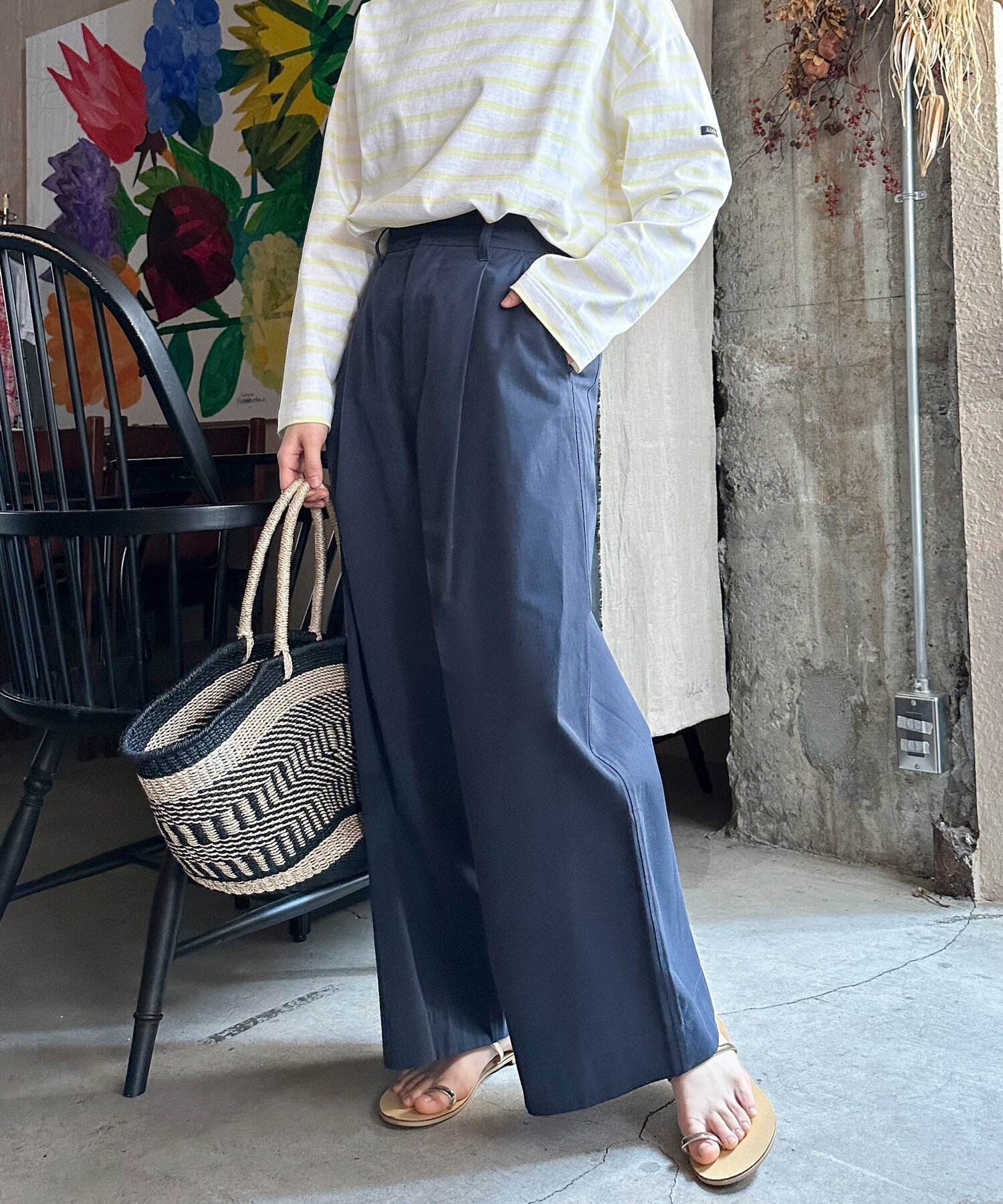 【ドゥ アルシーヴ/Doux archives】のタックワイドパンツ インテリア・キッズ・メンズ・レディースファッション・服の通販 founy(ファニー) 　ファッション　Fashion　レディースファッション　WOMEN　パンツ　Pants　フロント　Front　ワイド　Wide　NAVY|ID: prp329100004566888 ipo3291000000032299053
