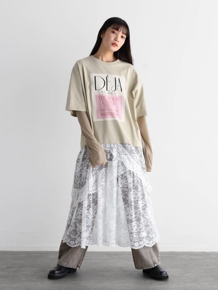 【ラシュッド/LASUD】のロゴプリントレースドッキングワンピース インテリア・キッズ・メンズ・レディースファッション・服の通販 founy(ファニー) https://founy.com/ ファッション Fashion レディースファッション WOMEN ワンピース Dress カットソー Cut And Sew テレコ Tereko デニム Denim パターン Pattern フォルム Form フラワー Flower ミックス Mix モチーフ Motif レース Race おすすめ Recommend エレガント 上品 Elegant |ID: prp329100004566889 ipo3291000000032299058