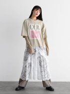 【ラシュッド/LASUD】のロゴプリントレースドッキングワンピース ベージュ|ID: prp329100004566889 ipo3291000000032722494