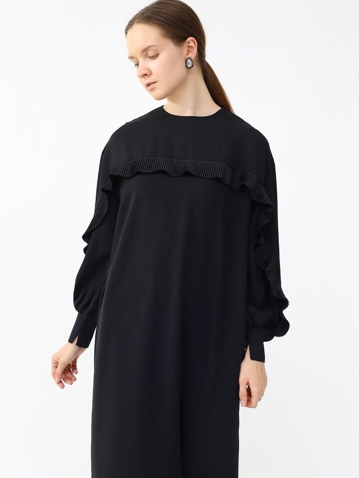 【ラシュッド/LASUD】のプリーツフロントフリルワンピース インテリア・キッズ・メンズ・レディースファッション・服の通販 founy(ファニー) https://founy.com/ ファッション Fashion レディースファッション Fashion for Women ワンピース Dresses コラボ Collaboration, Collab ダブル Double, Double-Breasted ドレープ Drape, Draping Fabric バランス Balance, Style Balance フリル Frill, Ruffle フロント Front, Front Design プリーツ Pleats, Pleated おすすめ Recommended / Our Picks エレガント 上品 Elegant |ID: prp329100004566890 ipo3291000000032722501