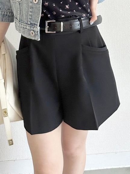 【リリーブラウン/Lily Brown】のベルト付きショートパンツ インテリア・キッズ・メンズ・レディースファッション・服の通販 founy(ファニー) 　ファッション　Fashion　レディースファッション　WOMEN　パンツ　Pants　ハーフ / ショートパンツ　Short Pants　ベルト　Belts　ショート　Short　シンプル　Simple　センター　Center　トレンド　Trend　ポケット　Pocket　今季　This Season　BLK[009]|ID: prp329100004566891 ipo3291000000032299069