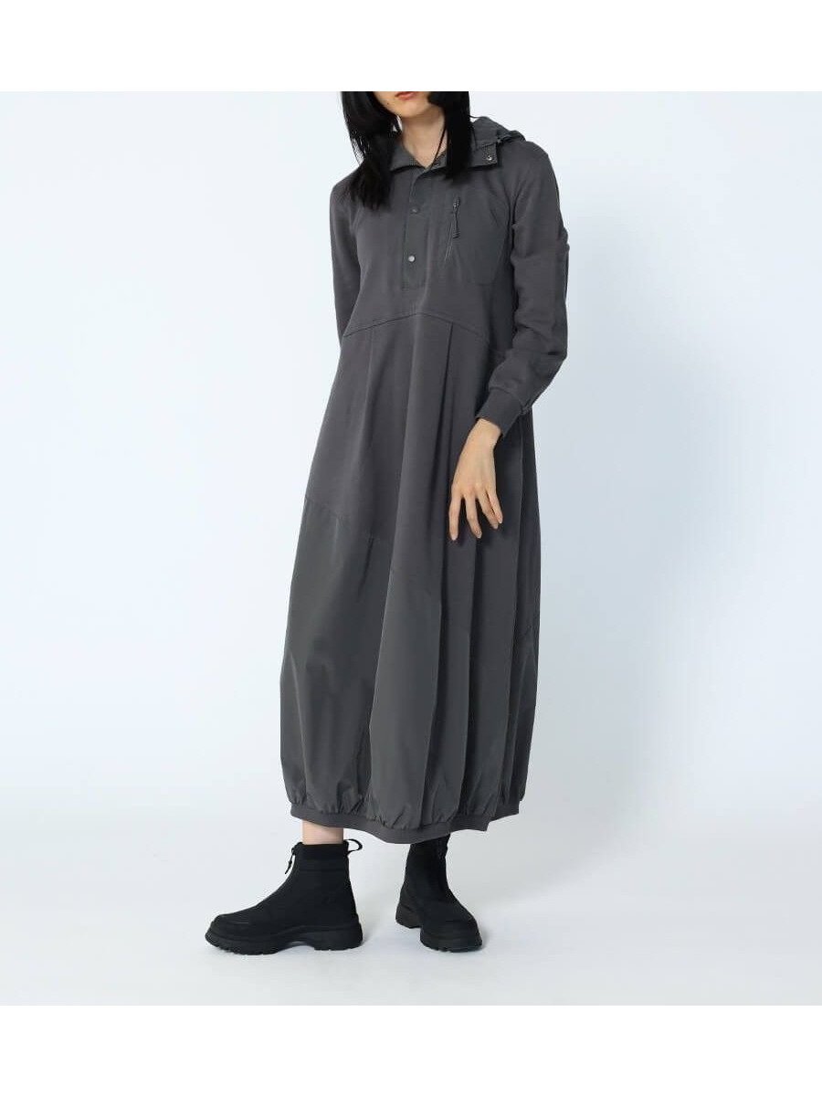 【ラシュッド/LASUD】のバルーンシルエット異素材ワンピース インテリア・キッズ・メンズ・レディースファッション・服の通販 founy(ファニー) 　ファッション　Fashion　レディースファッション　WOMEN　ワンピース　Dress　おすすめ　Recommend　ドッキング　Docking　バルーン　Balloon　切替　Switching　チャコールグレー|ID: prp329100004566892 ipo3291000000032299073