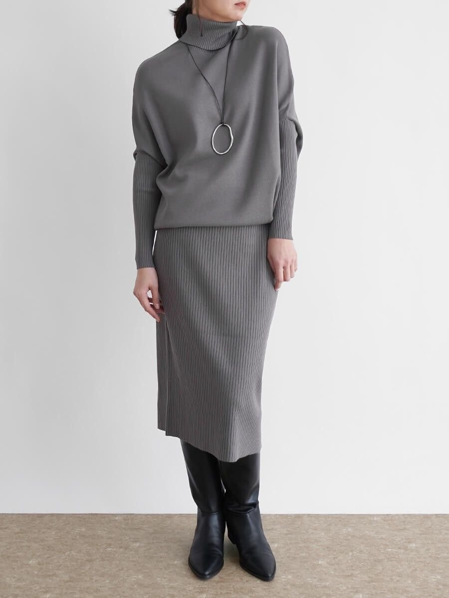 【ラシュッド/LASUD】のウエスト切替ニットワンピース インテリア・キッズ・メンズ・レディースファッション・服の通販 founy(ファニー) 　ファッション　Fashion　レディースファッション　WOMEN　ワンピース　Dress　ニットワンピース　Knit Dresses　おすすめ　Recommend　ブラウジング　Browsing　人気　Popularity　切替　Switching　楽ちん　Easy　チャコールグレー|ID: prp329100004566894 ipo3291000000032299106
