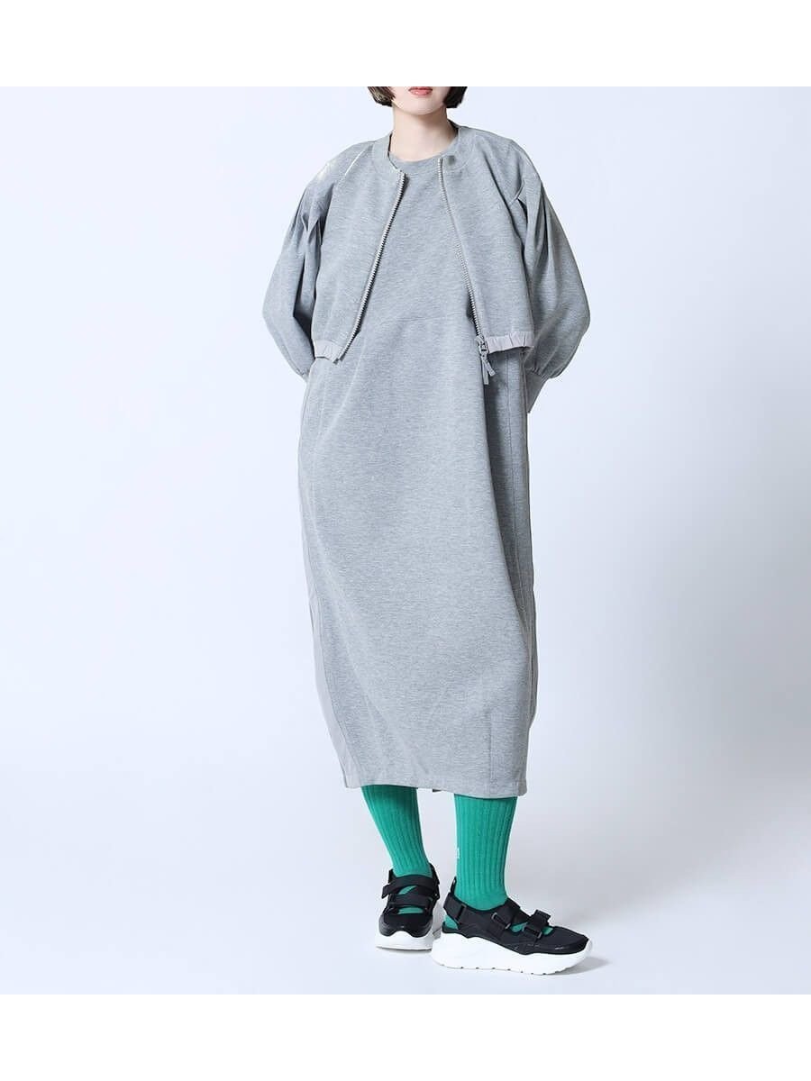 【ラシュッド/LASUD】のブルゾンレイヤードワンピース インテリア・キッズ・メンズ・レディースファッション・服の通販 founy(ファニー) 　ファッション　Fashion　レディースファッション　Fashion for Women　アウター　Coat / Outerwear Collection　ブルゾンジャケット・スポーティアウター　Blouson Jackets　シンプル　Simple, Minimal　ノースリーブ　Sleeveless, No-Sleeve　ブルゾン　Blouson, Bomber Jacket　グレー|ID: prp329100004566902 ipo3291000000032722802