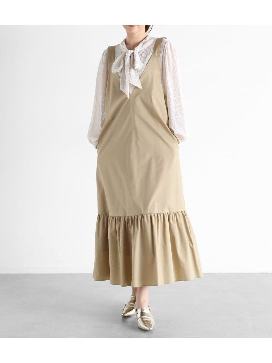 【ヴァン/Vin】のギャザーヘムジャンパースカート インテリア・キッズ・メンズ・レディースファッション・服の通販 founy(ファニー) 　ファッション　Fashion　レディースファッション　Fashion for Women　スカート　Skirts　ポケット　Pocket, Pocket Detail　リラックス　Relax, Relaxed Fit　ベージュ|ID: prp329100004566904 ipo3291000000033271306