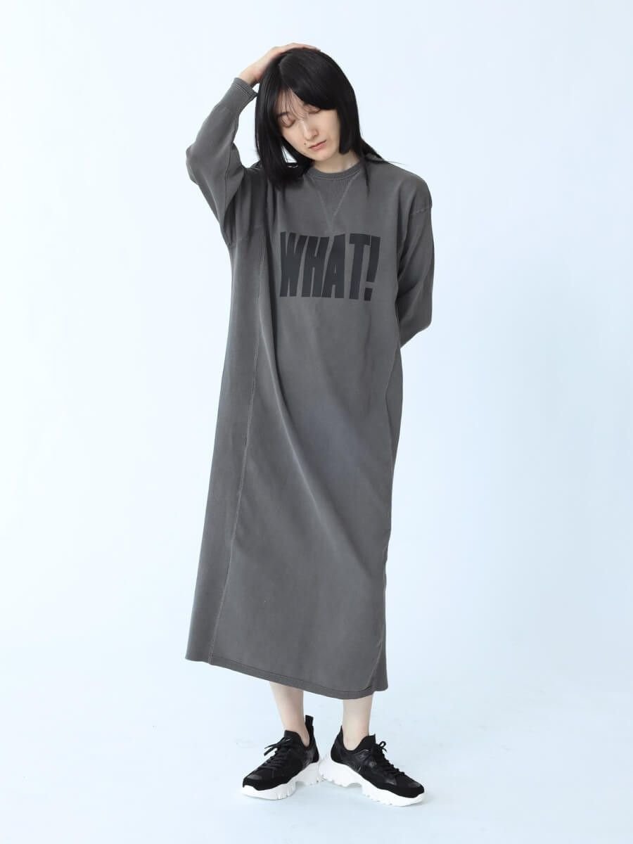 【ラシュッド/LASUD】のニットロゴワンピース インテリア・キッズ・メンズ・レディースファッション・服の通販 founy(ファニー) 　ファッション　Fashion　レディースファッション　Ladies' Fashion Online　ワンピース　Dress　フロント　Front　プリント　Print　グレー|ID: prp329100004566912 ipo3291000000032665725