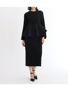 【ラシュッド/LASUD】のペプラムデザインリブワンピース ブラック|ID: prp329100004566931 ipo3291000000032722385