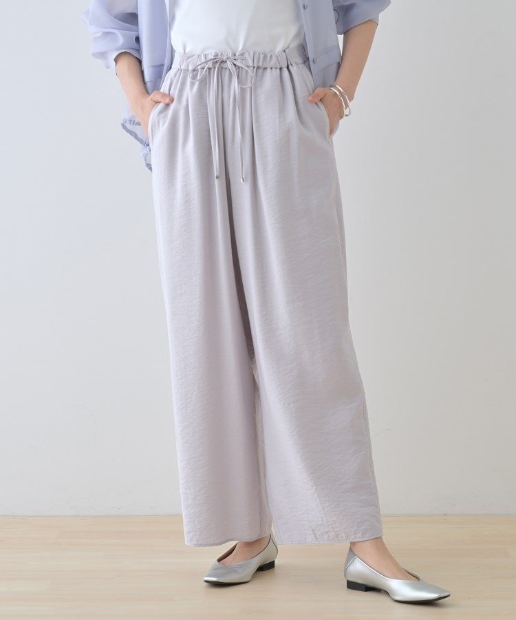 【インディヴィ/INDIVI】の【洗える/UVケア/SETUP可能】ドロストワイドパンツ インテリア・キッズ・メンズ・レディースファッション・服の通販 founy(ファニー) 　ファッション　Fashion　レディースファッション　WOMEN　セットアップ　Setup　パンツ　Pants　おすすめ　Recommend　とろみ　Thickness　シューズ　Shoes　シルク　Silk　シンプル　Simple　ジャケット　Jacket　セットアップ　Set Up　ツイル　Twill　バランス　Balance　フラット　Flat　ベーシック　Basic　ポケット　Pocket　リラックス　Relax　ワイド　Wide　ヴィンテージ　Vintage　エレガント 上品　Elegant　洗える　Washable　ライトグレー|ID: prp329100004566947 ipo3291000000032299466
