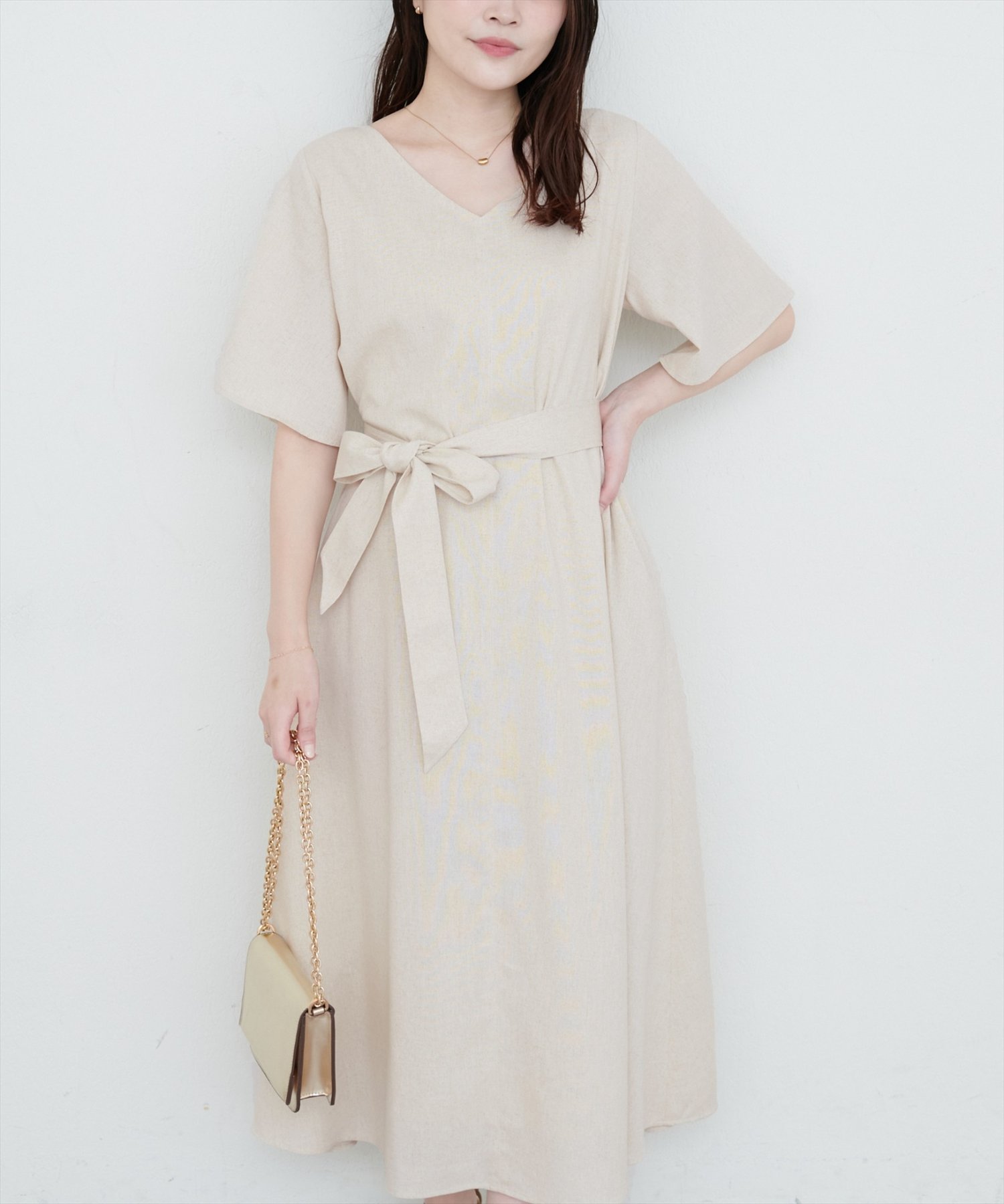 【ナチュラルクチュール/natural couture】の選べる袖丈前後2WAYベルト付きワンピース インテリア・キッズ・メンズ・レディースファッション・服の通販 founy(ファニー) 　ファッション　Fashion　レディースファッション　Ladies' Fashion Online　ワンピース　Dress　ベルト　Belts　2025年　2025　2025春夏・S/S　Ss,Spring/Summer,2025　ライトベージュ|ID: prp329100004566968 ipo3291000000032622694