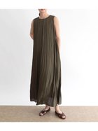【ラシュッド/LASUD】のプリーツデザインロングワンピース カーキ|ID: prp329100004566990 ipo3291000000032299857