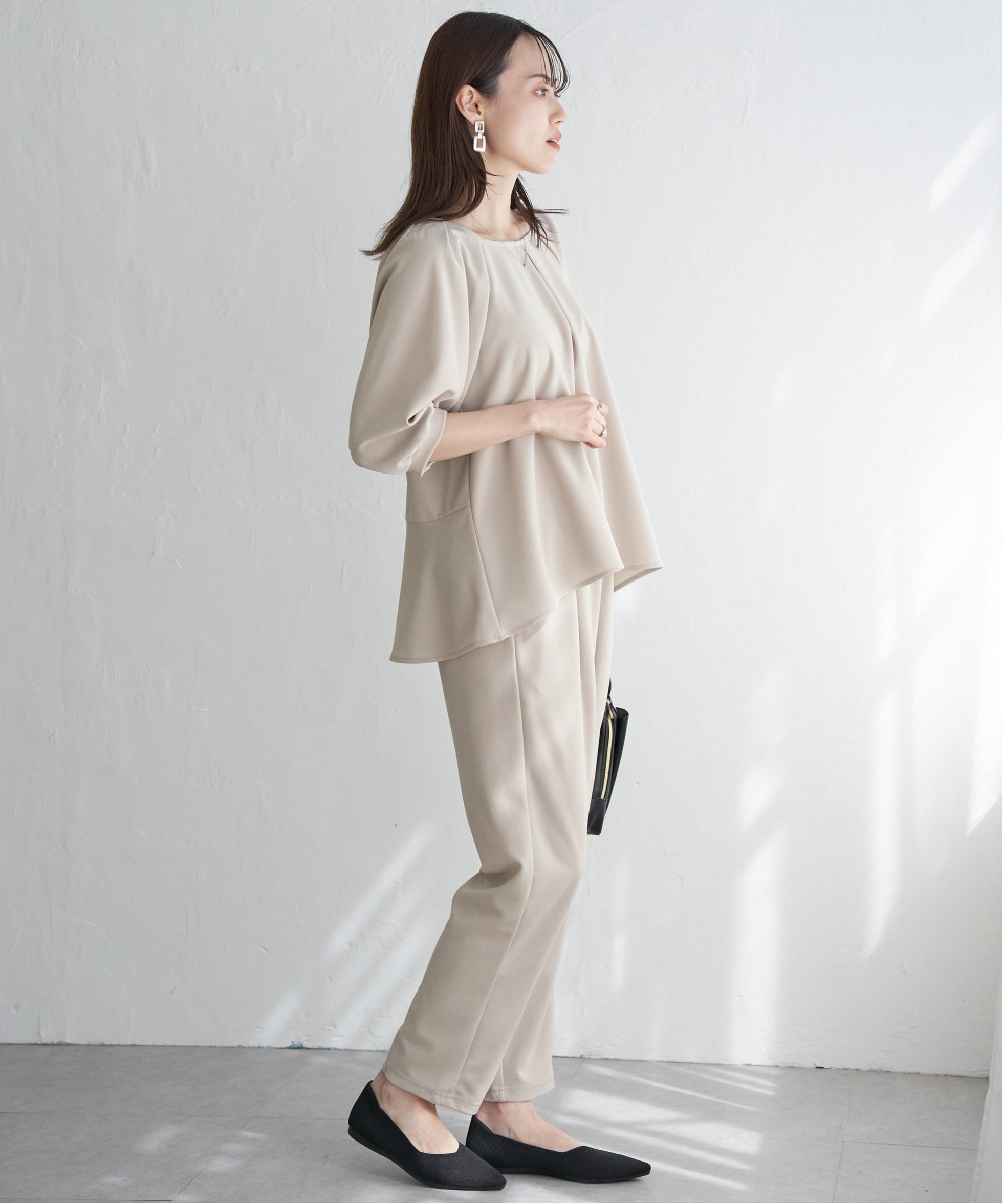 【イッカ/ikka】の【2点セット】GOKU楽ペプラムセットアップ 人気、トレンドファッション・服の通販 founy(ファニー) 　ファッション　Fashion　レディースファッション　Fashion for Women　セットアップ　Matching Sets　カットソー　Cut and Sewn Top　シンプル　Simple, Minimal　ジョーゼット　Georgette, Semi-Sheer Fabric　ストレッチ　Stretch, Stretchy Fabric　セットアップ　Set-Up, Coordinated Outfit　フォーマル　Formal, Dressy　ベーシック　Basic, Essential　ペプラム　Peplum, Flared Hem　ボトム　Bottoms, Lower Wear　エレガント 上品　Elegant　 other-1|ID: prp329100004567009 ipo3291000000033212281