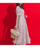 【クチュール ブローチ/Couture Brooch】の【一枚で着映え・華やか】チェックプリント コードレースワンピース ライトグレー|ID: prp329100004567078 ipo3291000000032300649