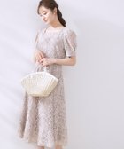 【クチュール ブローチ/Couture Brooch】の【一枚で着映え・華やか】チェックプリント コードレースワンピース ピンクベージュ|ID: prp329100004567078 ipo3291000000032300650
