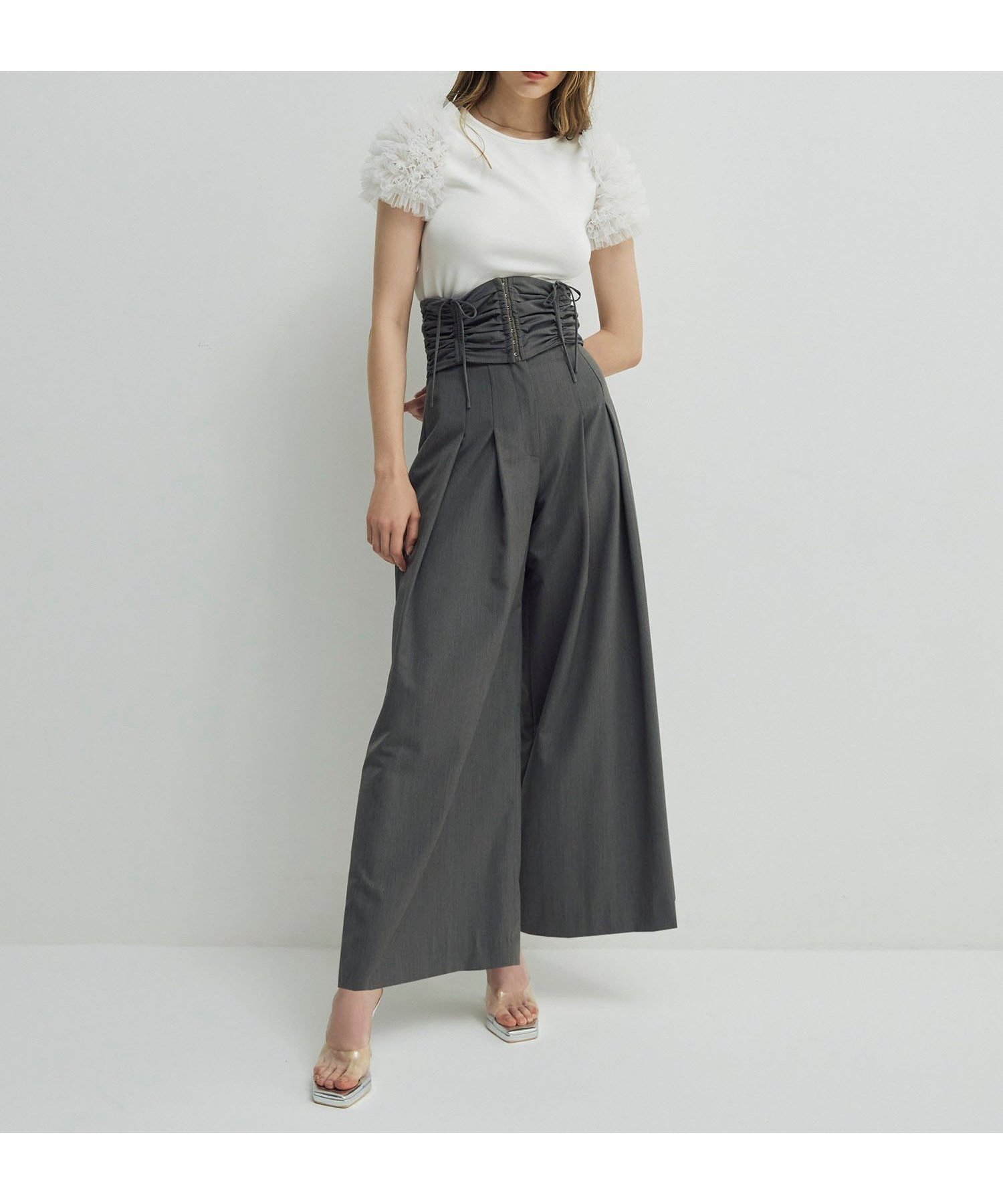 【エイミーイストワール/eimy istoire】のウエストコルセットパンツ インテリア・キッズ・メンズ・レディースファッション・服の通販 founy(ファニー) 　ファッション　Fashion　レディースファッション　WOMEN　パンツ　Pants　おすすめ　Recommend　コルセット　Corset　シンプル　Simple　GREY|ID: prp329100004567088 ipo3291000000032300805