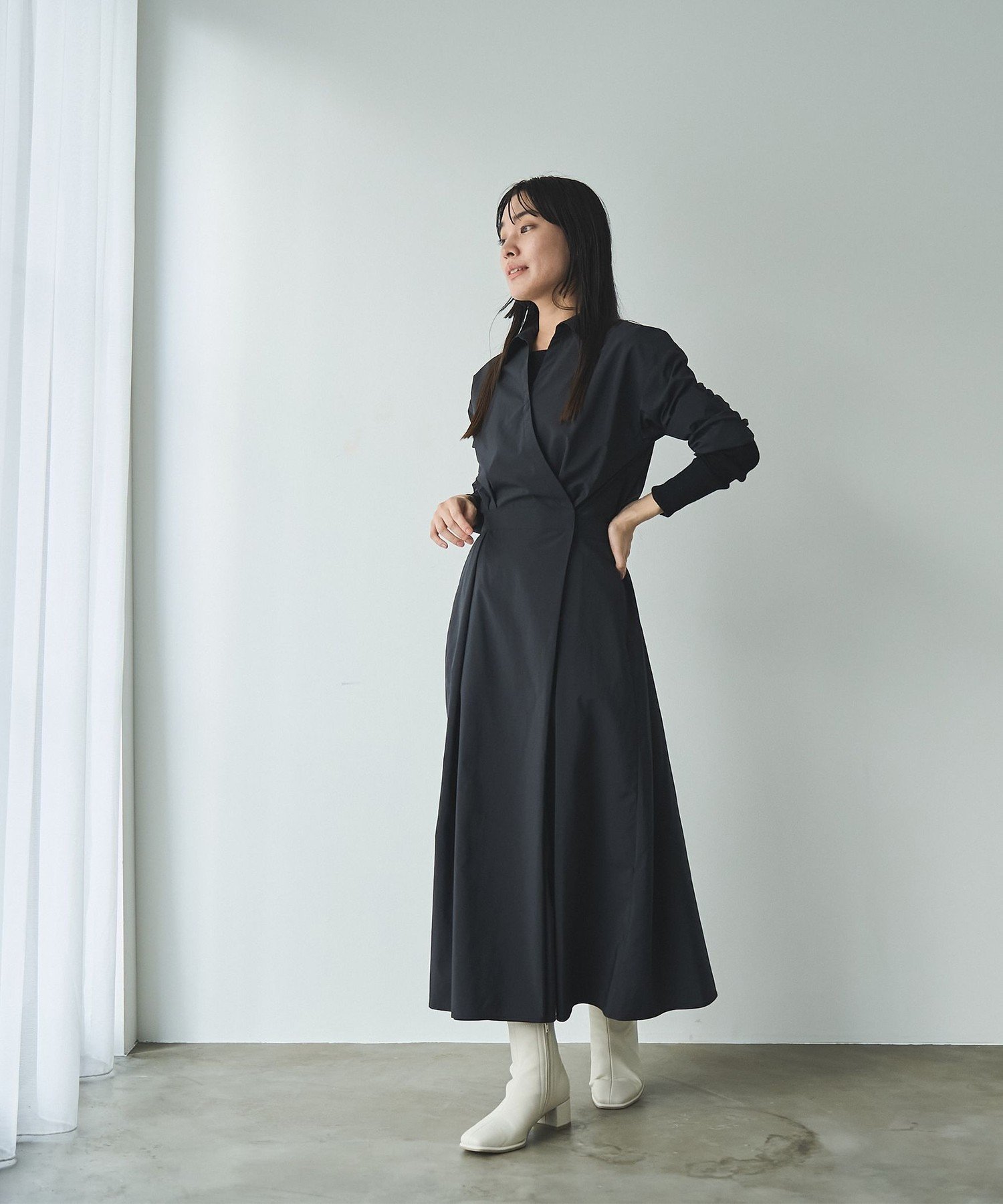 【コーエン/COEN】のカシュクールシャツドレス インテリア・キッズ・メンズ・レディースファッション・服の通販 founy(ファニー) 　ファッション　Fashion　レディースファッション　WOMEN　トップス・カットソー　Tops/Tshirt　シャツ/ブラウス　Shirts/Blouses　ワンピース　Dress　ドレス　Party Dresses　カシュクール　Cachecoeur　雑誌　Magazine　ドレープ　Drape　ポケット　Pocket　BLACK|ID: prp329100004567103 ipo3291000000032300931
