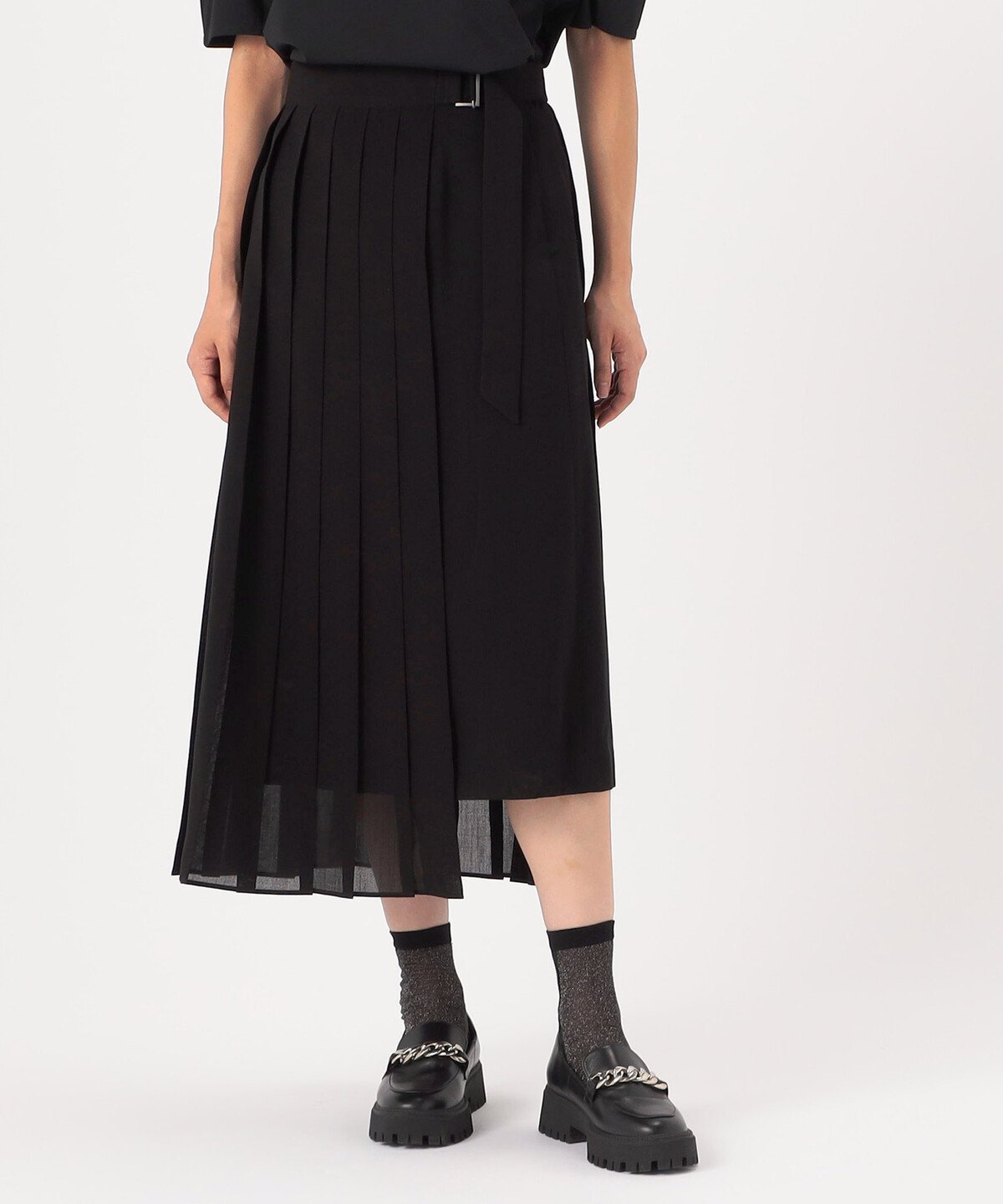 【コムサ/COMME CA】のシアートリアセオーガンジー スカート インテリア・キッズ・メンズ・レディースファッション・服の通販 founy(ファニー) 　ファッション　Fashion　レディースファッション　WOMEN　スカート　Skirt　アシンメトリー　Asymmetry　シアー　Sheer　プリーツ　Pleats　ラップ　Wrap　05:ブラック|ID: prp329100004567129 ipo3291000000032301384