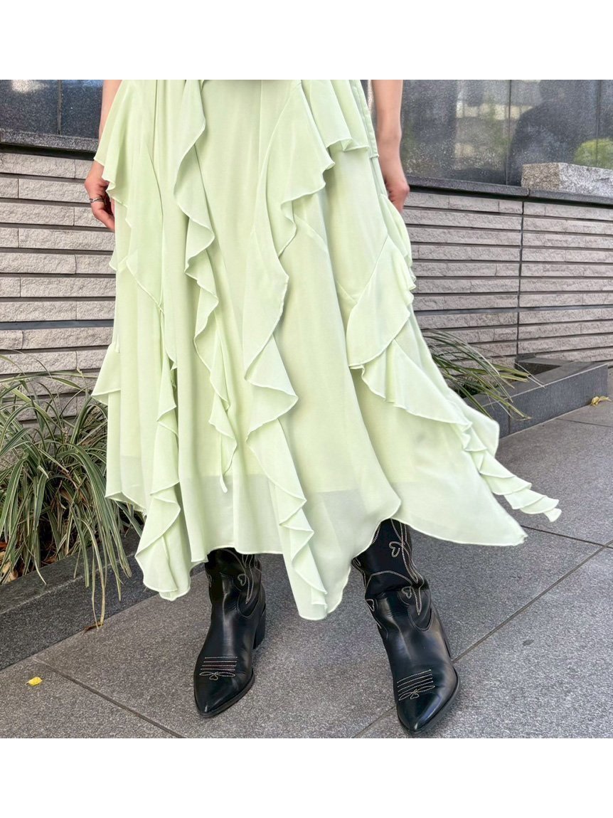 【リリーブラウン/Lily Brown】のラッフルドロップティアードスカート インテリア・キッズ・メンズ・レディースファッション・服の通販 founy(ファニー) 　ファッション　Fashion　レディースファッション　Fashion for Women　スカート　Skirts　ティアードスカート　Tiered Skirts　エレガント 上品　Elegant　シフォン　Chiffon, Lightweight Fabric　タンク　Tank Top, Sleeveless Top　フェミニン　Feminine, Girly　フリル　Frill, Ruffle　ラッフル　Ruffle, Frill　夏　Summer　MNT[021]|ID: prp329100004567193 ipo3291000000032749491