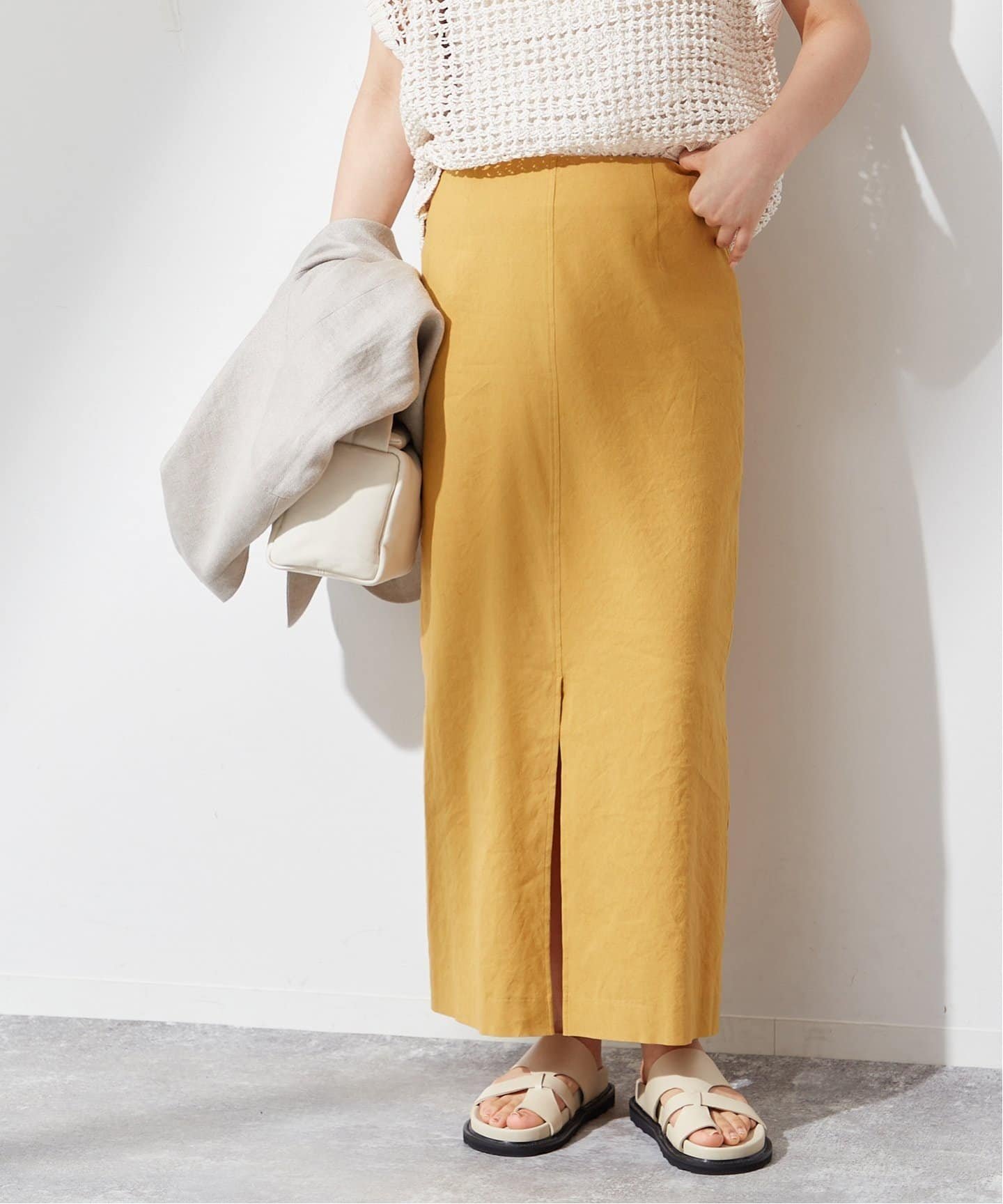 【ジャーナルスタンダード レサージュ/journal standard L'essage】の《追加》バイオリネンストレッチタイトスカート インテリア・キッズ・メンズ・レディースファッション・服の通販 founy(ファニー) 　ファッション　Fashion　レディースファッション　WOMEN　スカート　Skirt　2025年　2025　2025春夏・S/S　Ss,Spring/Summer,2025　イエロー|ID: prp329100004567199 ipo3291000000032302305