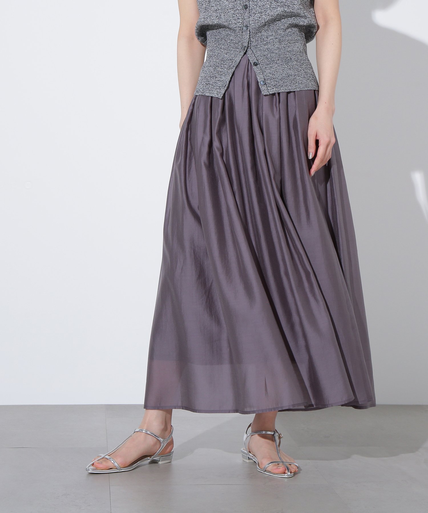 【エヌ ナチュラルビューティーベーシック/N.Natural Beauty basic】のシアーローンタックフレアスカート インテリア・キッズ・メンズ・レディースファッション・服の通販 founy(ファニー) 　ファッション　Fashion　レディースファッション　WOMEN　スカート　Skirt　Aライン/フレアスカート　Flared A-Line Skirts　フレア　Flare　チャコール1|ID: prp329100004567248 ipo3291000000032303005