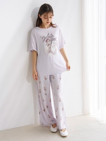 【ジェラート ピケ/gelato pique】のCAT柄ロングパンツ インテリア・キッズ・メンズ・レディースファッション・服の通販 founy(ファニー) 　ファッション　Fashion　レディースファッション　WOMEN　パンツ　Pants　おすすめ　Recommend　キャミソール　Camisole　サテン　Satin　ポケット　Pocket　モノトーン　Monotone　ラベンダー　Lavender　リボン　Ribbon　ロング　Long　エレガント 上品　Elegant　猫　Cat　LAV[071]|ID: prp329100004567282 ipo3291000000032303419