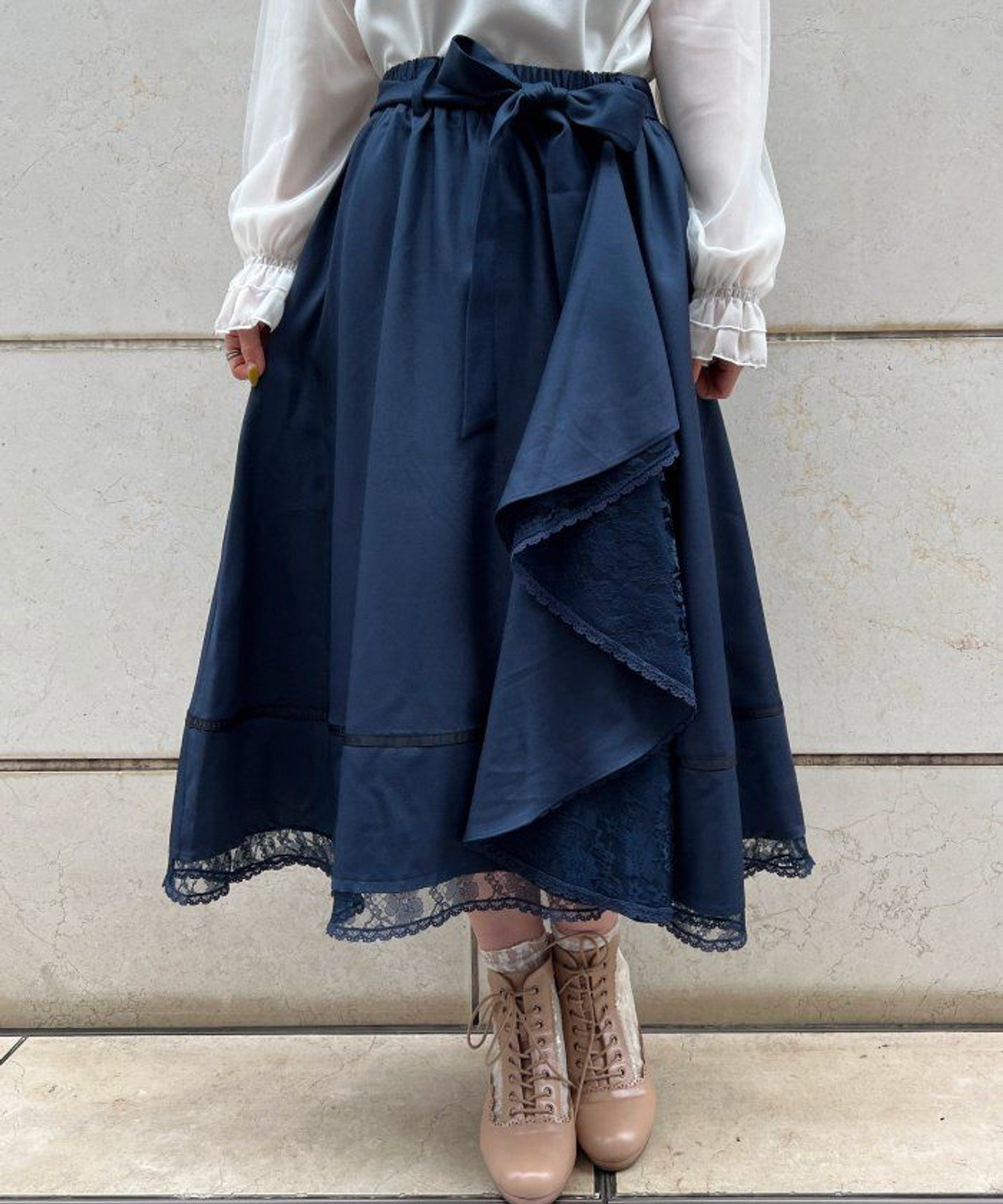 【アクシーズファム/axes femme】のマルチWAYフリルスカート インテリア・キッズ・メンズ・レディースファッション・服の通販 founy(ファニー) 　ファッション　Fashion　レディースファッション　WOMEN　スカート　Skirt　クラシカル　Classical　フリル　Frills　レース　Race　無地　Plain Color　紺|ID: prp329100004567289 ipo3291000000032303524