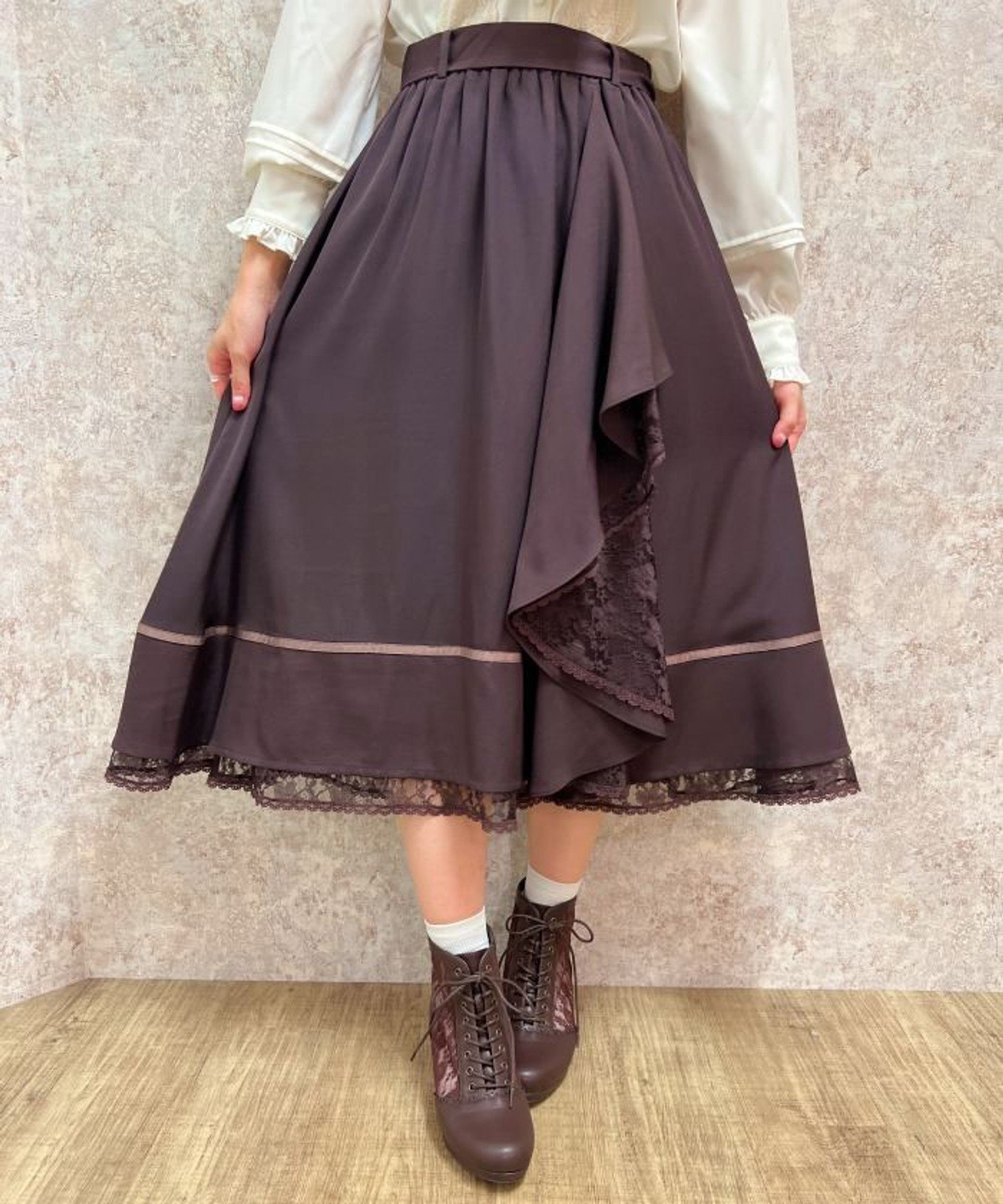 【アクシーズファム/axes femme】のマルチWAYフリルスカート インテリア・キッズ・メンズ・レディースファッション・服の通販 founy(ファニー) 　ファッション　Fashion　レディースファッション　WOMEN　スカート　Skirt　クラシカル　Classical　フリル　Frills　レース　Race　無地　Plain Color　Dブラウン|ID: prp329100004567289 ipo3291000000032303526