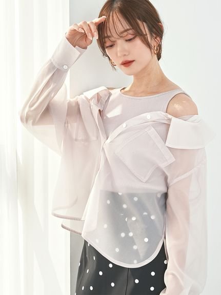 【スナイデル/SNIDEL】のSustainableシアーシャツニットセット インテリア・キッズ・メンズ・レディースファッション・服の通販 founy(ファニー) 　ファッション　Fashion　レディースファッション　WOMEN　トップス・カットソー　Tops/Tshirt　ニット　Knit Tops　シャツ/ブラウス　Shirts/Blouses　おすすめ　Recommend　ウェーブ　Wave　オーガンジー　Organdy　キャミ　Cami　キャミソール　Camisole　シアー　Sheer　シンプル　Simple　ポケット　Pocket　ラベンダー　Lavender　人気　Popularity　今季　This Season　LAV[071]|ID: prp329100004567305 ipo3291000000032303802