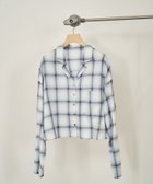【サロン アダム エ ロペ/SALON adam et rope'】のオンブレチェッククロップドオープンカラーシャツ ブルー系(45)|ID: prp329100004567336 ipo3291000000032628451