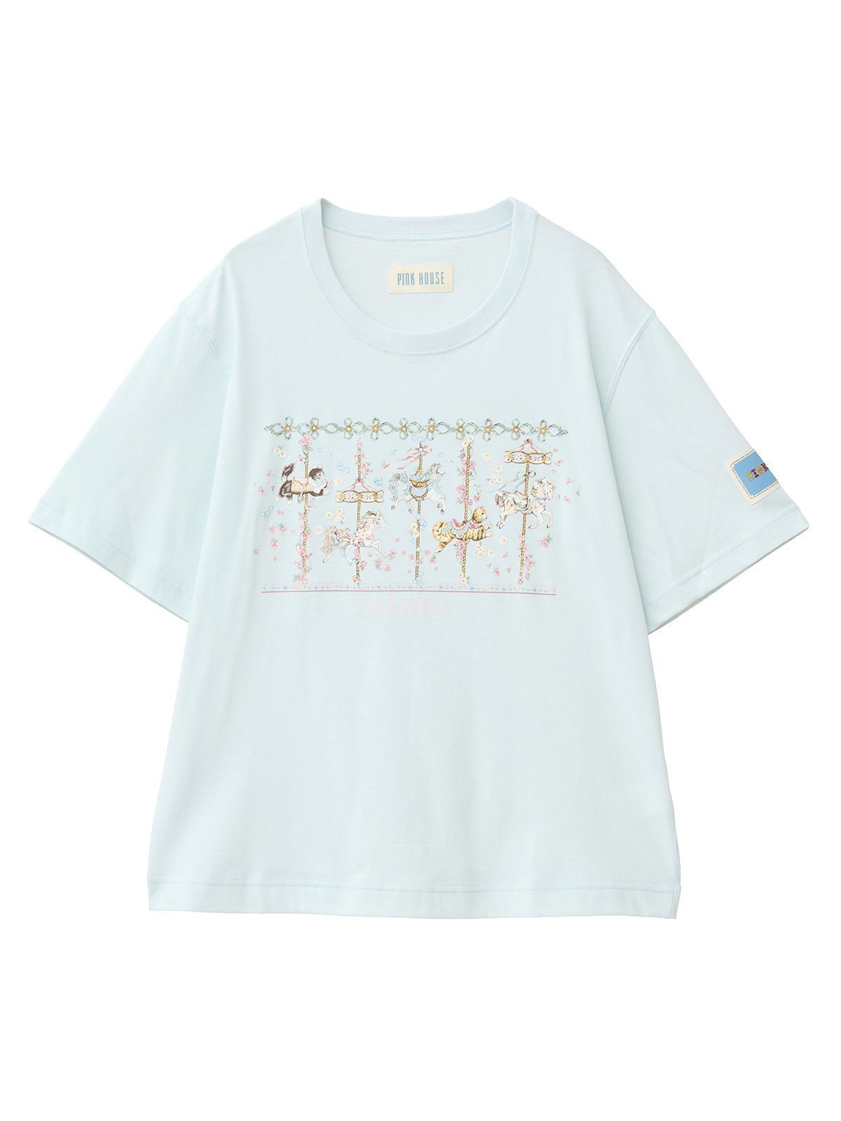 【ピンクハウス/PINK HOUSE】のメリーゴーラウンドプリントカットソー 人気、トレンドファッション・服の通販 founy(ファニー) 　ファッション　Fashion　レディースファッション　WOMEN　トップス・カットソー　Tops/Tshirt　カットソー　Cut and Sewn　カットソー　Cut And Sew　クラシカル　Classical　クラシック　Classic　フロント　Front　プリント　Print　ロマンティック　Romantic　猫　Cat　 other-1|ID: prp329100004567344 ipo3291000000032304187