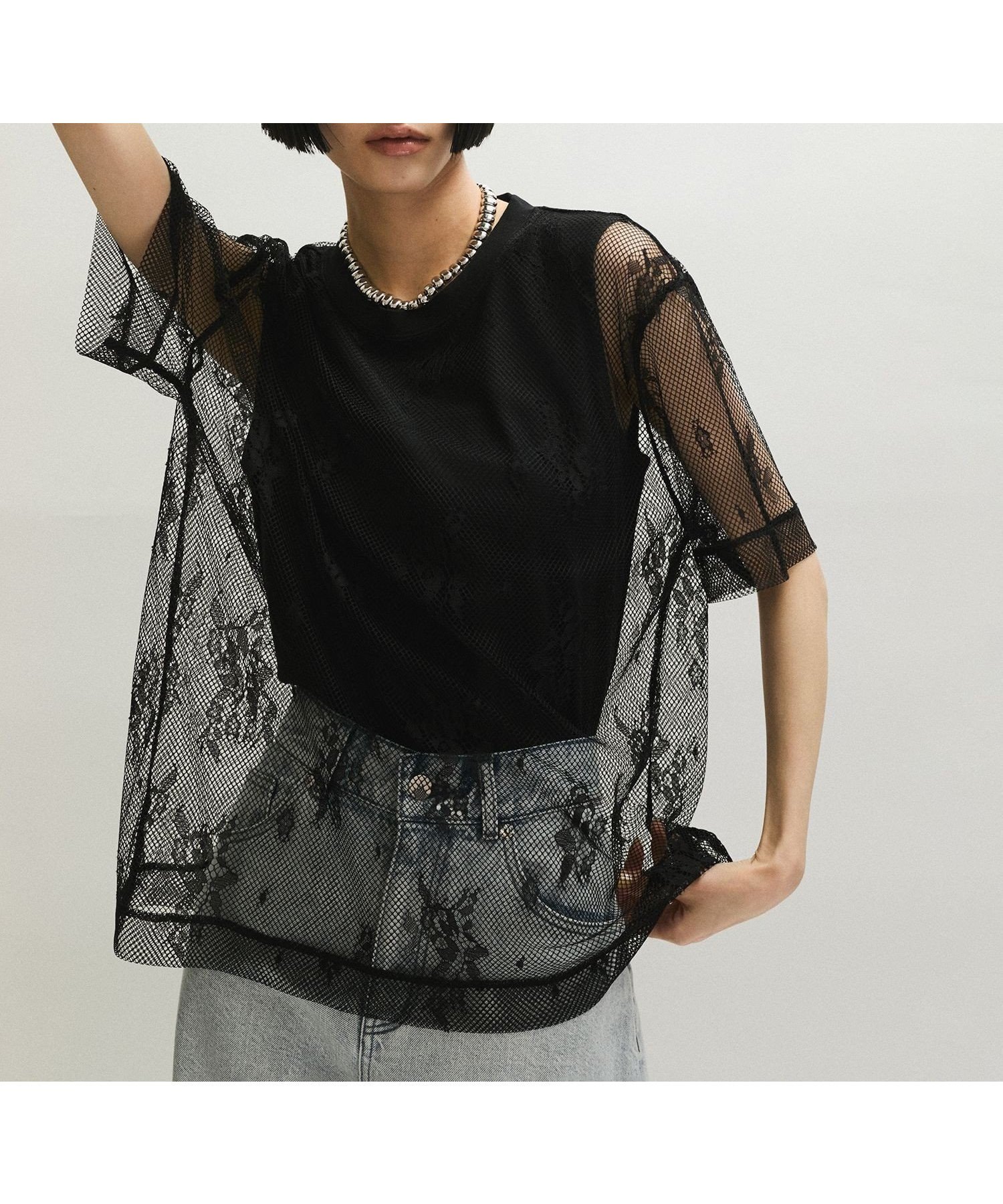 【アダム エ ロペ/ADAM ET ROPE'】のレースTEE インテリア・キッズ・メンズ・レディースファッション・服の通販 founy(ファニー) 　ファッション　Fashion　レディースファッション　WOMEN　インナー　Inner　春　Spring　カッティング　Cutting　カットソー　Cut And Sew　吸水　Water Absorption　ストレート　Straight　デニム　Denim　ノースリーブ　No Sleeve　フェミニン　Feminine　メッシュ　Mesh　レース　Race　ワイド　Wide　S/S・春夏　Ss・Spring/Summer　おすすめ　Recommend　夏　Summer　2025年　2025　2025春夏・S/S　Ss,Spring/Summer,2025　ブラック(01)|ID: prp329100004567351 ipo3291000000032304305
