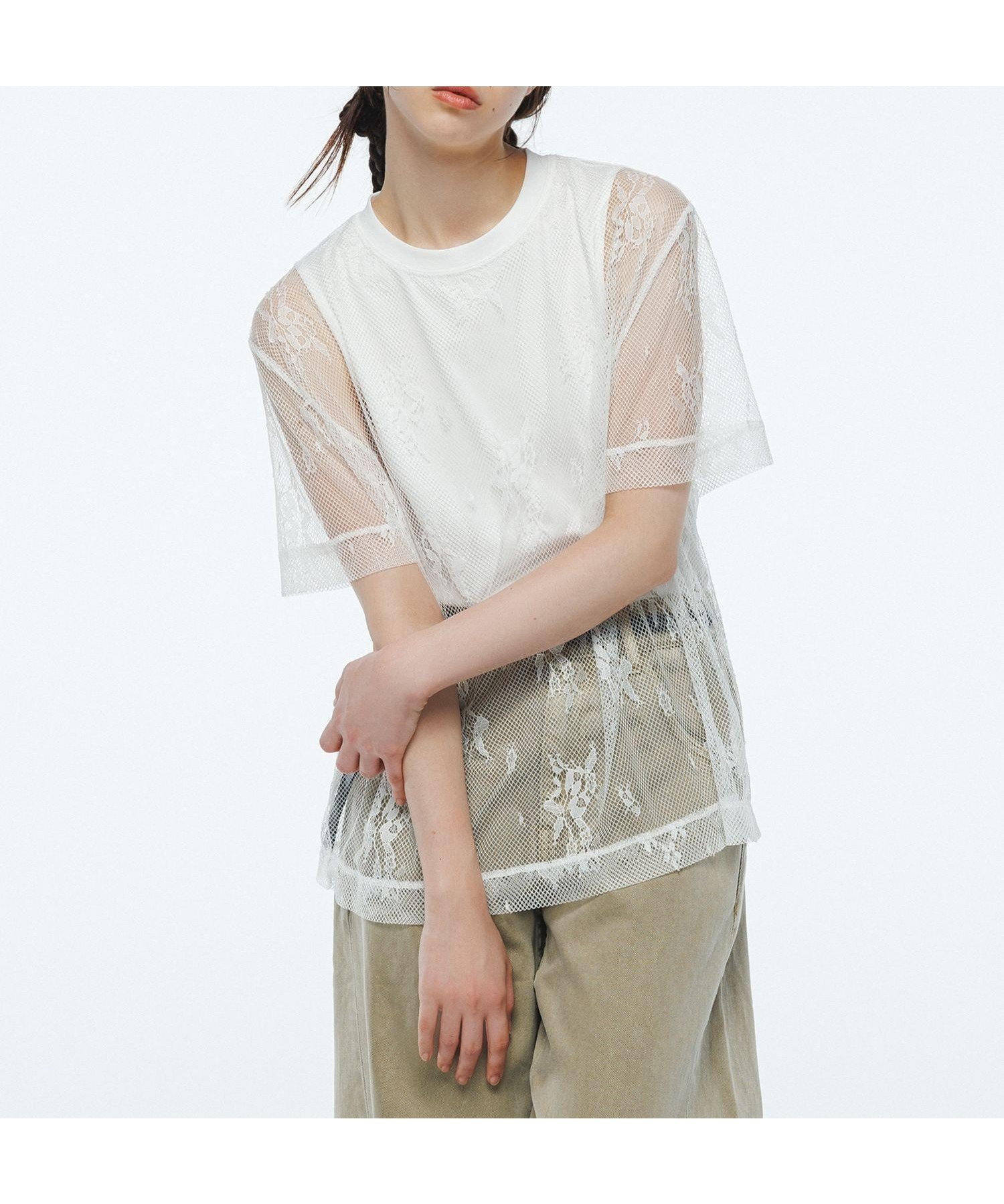 【アダム エ ロペ/ADAM ET ROPE'】のレースTEE インテリア・キッズ・メンズ・レディースファッション・服の通販 founy(ファニー) 　ファッション　Fashion　レディースファッション　Fashion for Women　インナー　Innerwear　春　Spring　カッティング　Cutting Detail　カットソー　Cut and Sewn Top　吸水　Absorbent, Quick-Dry　ストレート　Straight, Straight Cut　デニム　Denim, Jeans Material　ノースリーブ　Sleeveless, No-Sleeve　フェミニン　Feminine, Girly　メッシュ　Mesh, Net Fabric　レース　Lace, Lace Fabric　ワイド　Wide, Wide Fit　S/S・春夏　SS, Spring/Summer, Warm Season　おすすめ　Recommended / Our Picks　夏　Summer　2025年　2025　2025春夏・S/S　Spring/Summer 2025 SS25　ホワイト(10)|ID: prp329100004567351 ipo3291000000033176370
